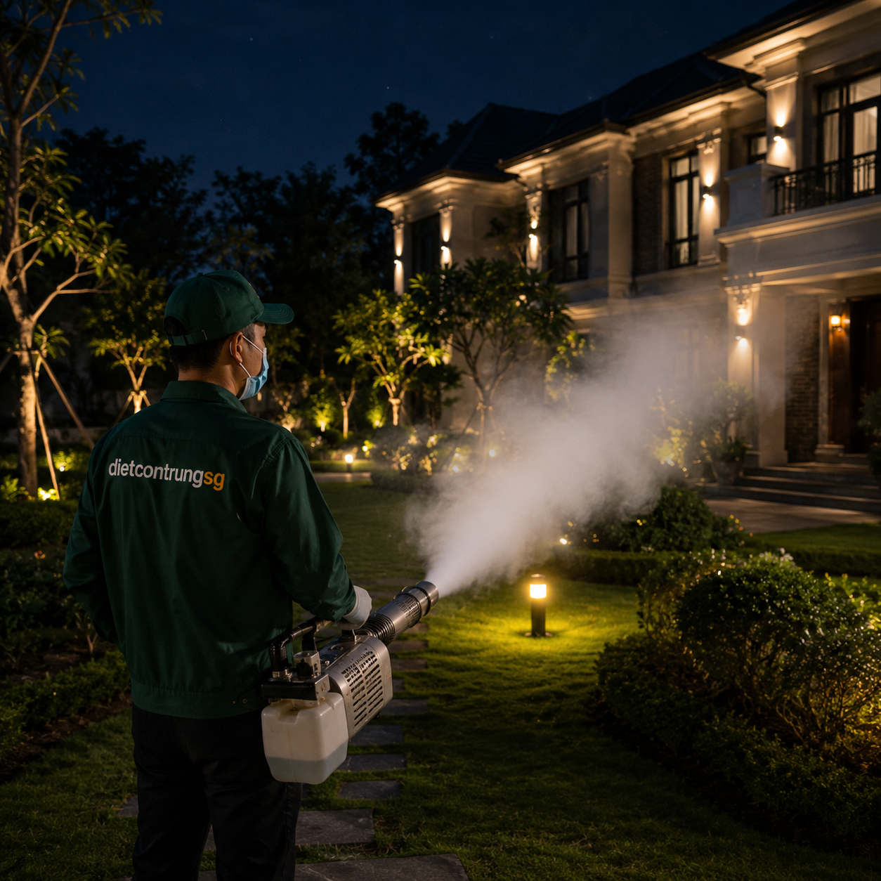 Thi công phun xịt khử trùng và diệt muỗi ban đêm